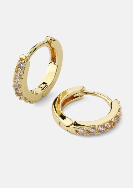 Oorbellen Crystal Hoops - 18k Verguld