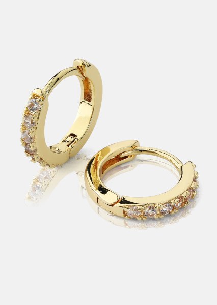 Oorbellen Crystal Hoops - 18k Verguld