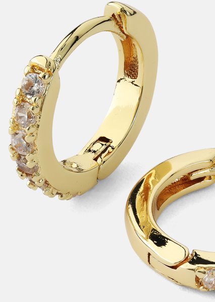 Oorbellen Crystal Hoops - 18k Verguld