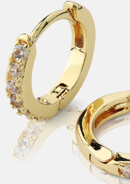 Oorbellen Crystal Hoops - 18k Verguld