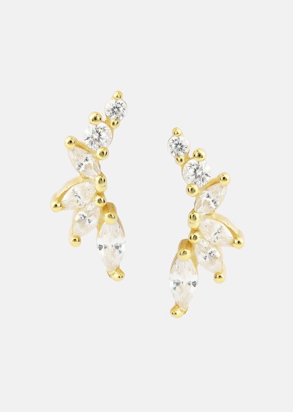 Oorbellen Leaf Studs - 18k Verguld
