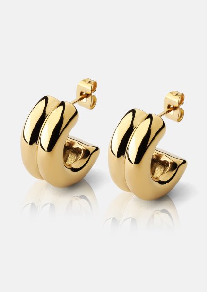 Oorbel Bold Curve - 18k Verguld