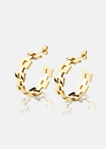 Oorbel GeoHoops - 18k Verguld