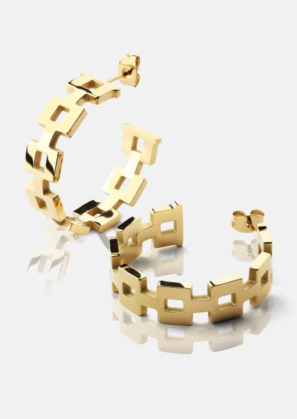 Oorbel GeoHoops - 18k Verguld