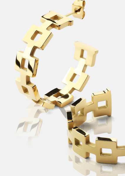 Oorbel GeoHoops - 18k Verguld