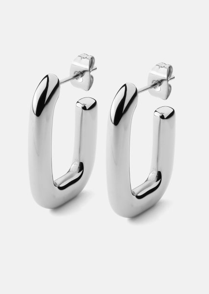 Oorbel Chunky Rectangle - Steel