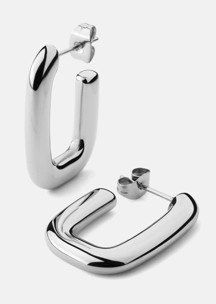 Oorbel Chunky Rectangle - Steel