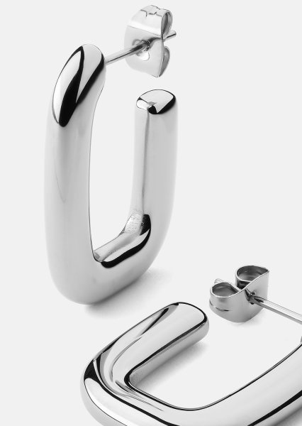 Oorbel Chunky Rectangle - Steel