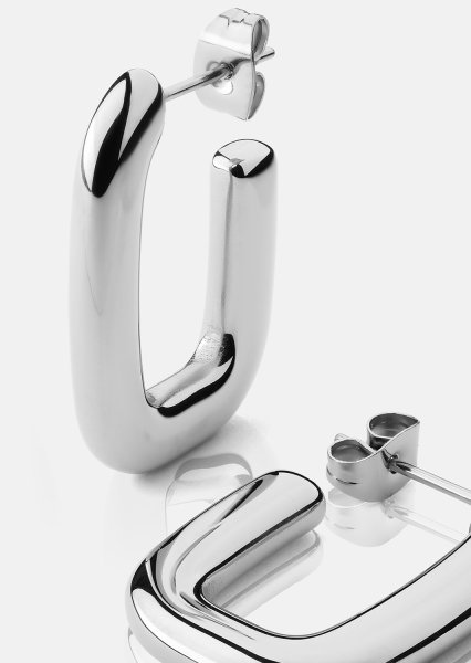 Oorbel Chunky Rectangle - Steel