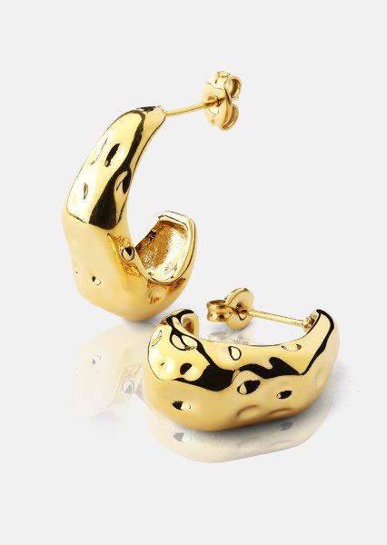 Oorbellen Molten Hoop – 18k Verguld