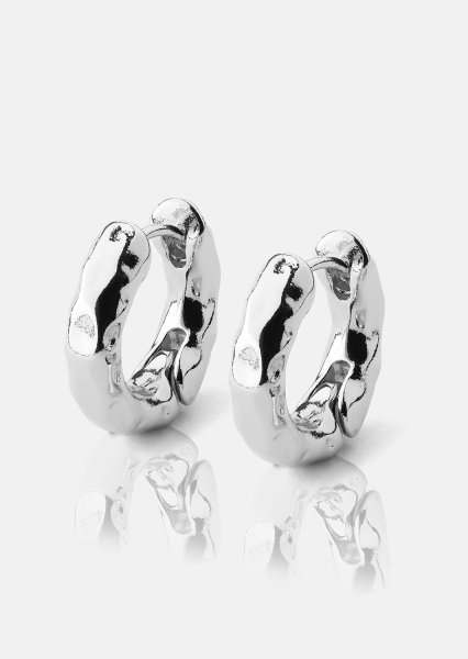 Oorbel Luxe Ripple Hoops - Verzilverd
