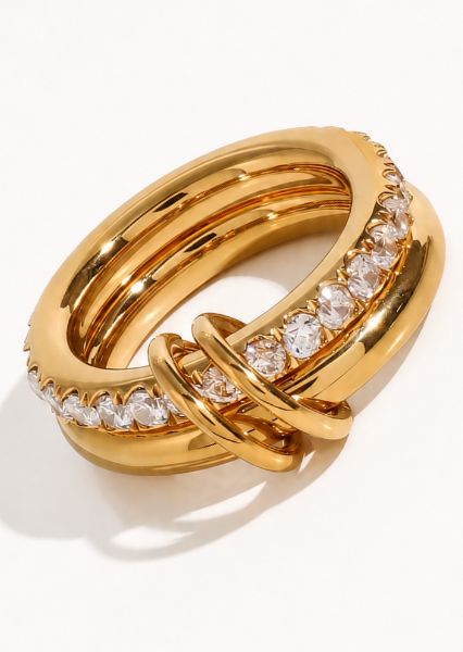 Ring Stacked Crystal - Verguld met 18k goud