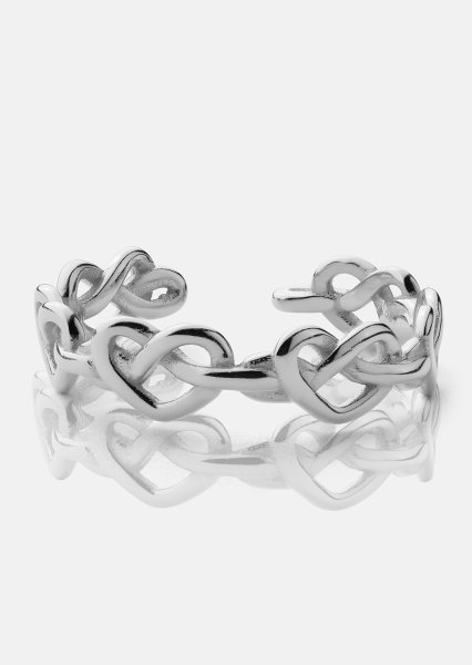 Ring Heart Link - Verzilverd