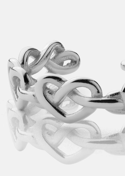 Ring Heart Link - Verzilverd
