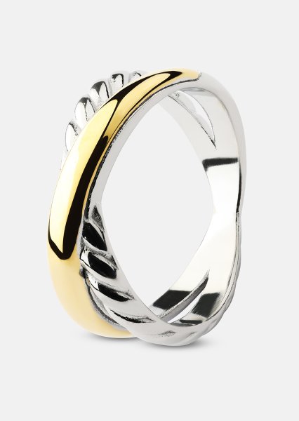 Ring Golden Silver Twist- 18k Verguld