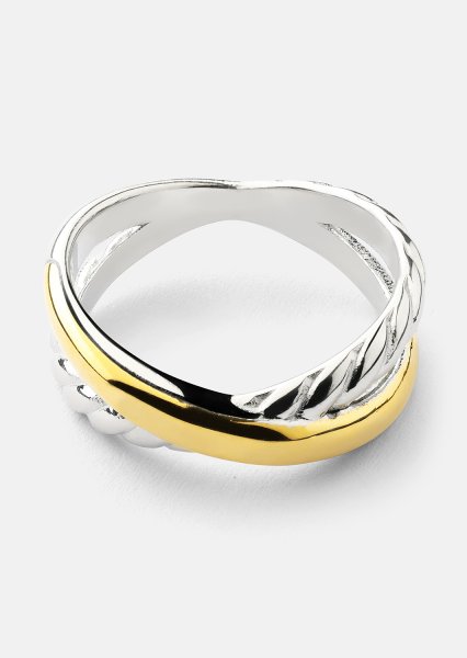 Ring Golden Silver Twist- 18k Verguld