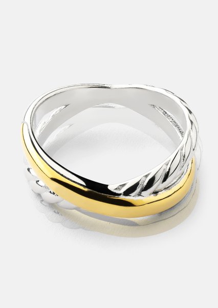 Ring Golden Silver Twist- 18k Verguld