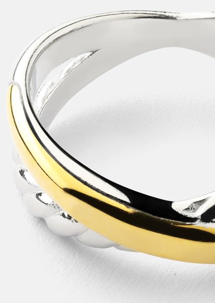 Ring Golden Silver Twist- 18k Verguld