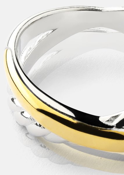 Ring Golden Silver Twist- 18k Verguld