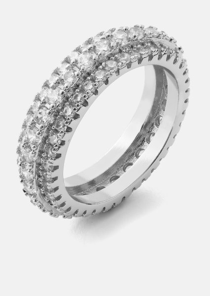 Ring Crystal Shimmer - Verzilverd