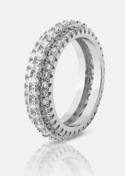 Ring Crystal Shimmer - Verzilverd