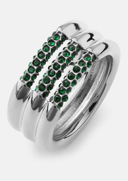 Ring Green Lumière - Verzilverd