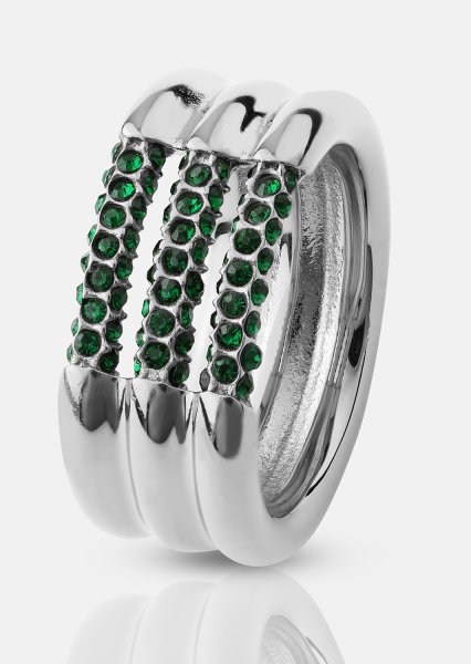 Ring Green Lumière - Verzilverd