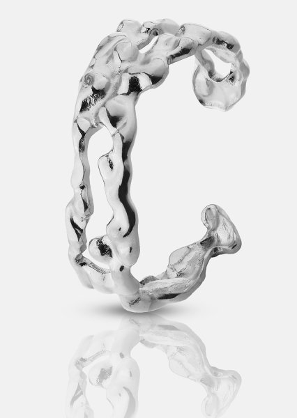 Ring Molten Wave - Verzilverd
