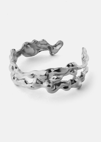 Ring Molten Wave - Verzilverd