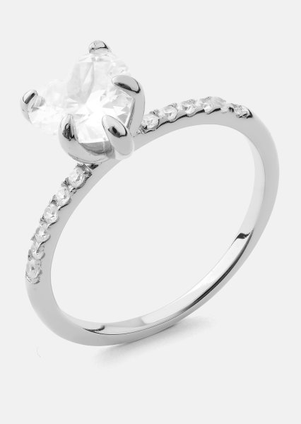 Heartlight Solitaire Ring - Verzilverd