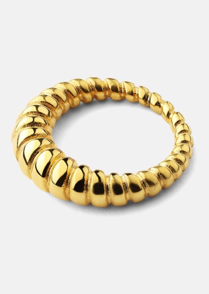 Ring Bold Ribbed - Verguld met 18k goud