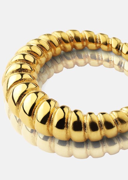 Ring Bold Ribbed - Verguld met 18k goud