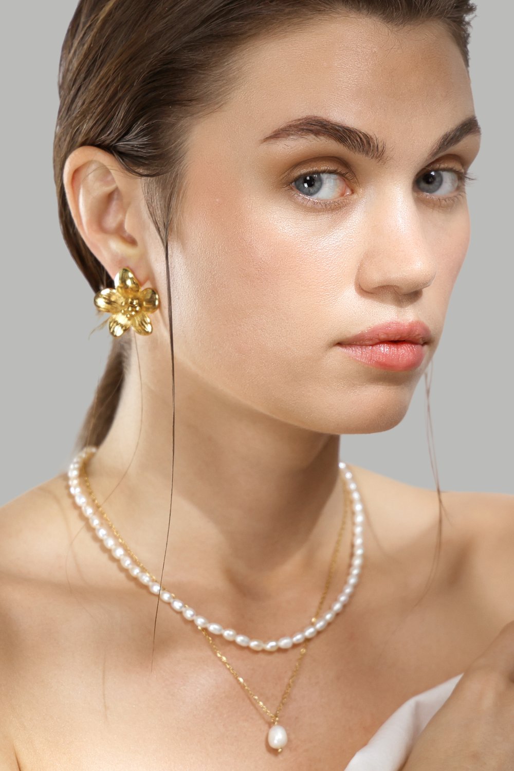 Kettin Duo Pearl & Gold - 18k Verguld