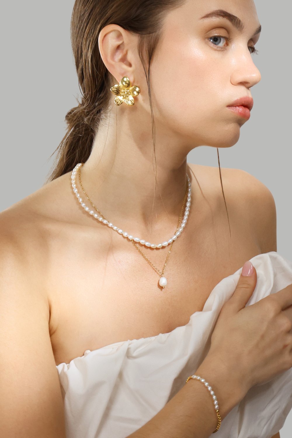 Armband Golden Pearl Chain - 18k Verguld