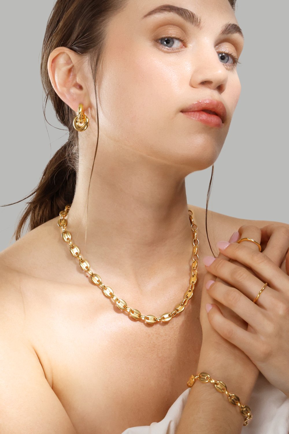 Oorbellen Chunky Link – 18k Verguld