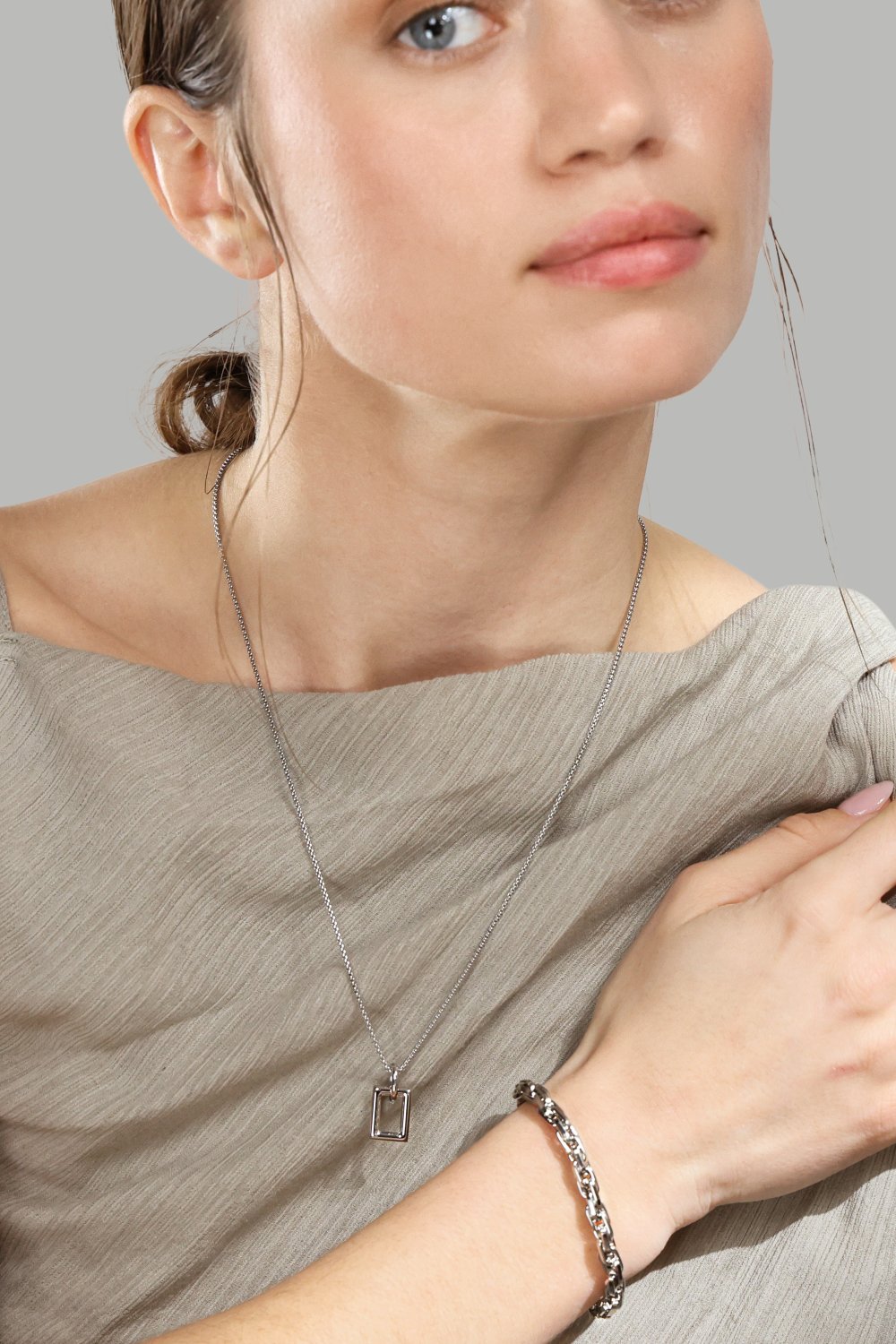 Ketting Geometrisk Grace – Verzilverd