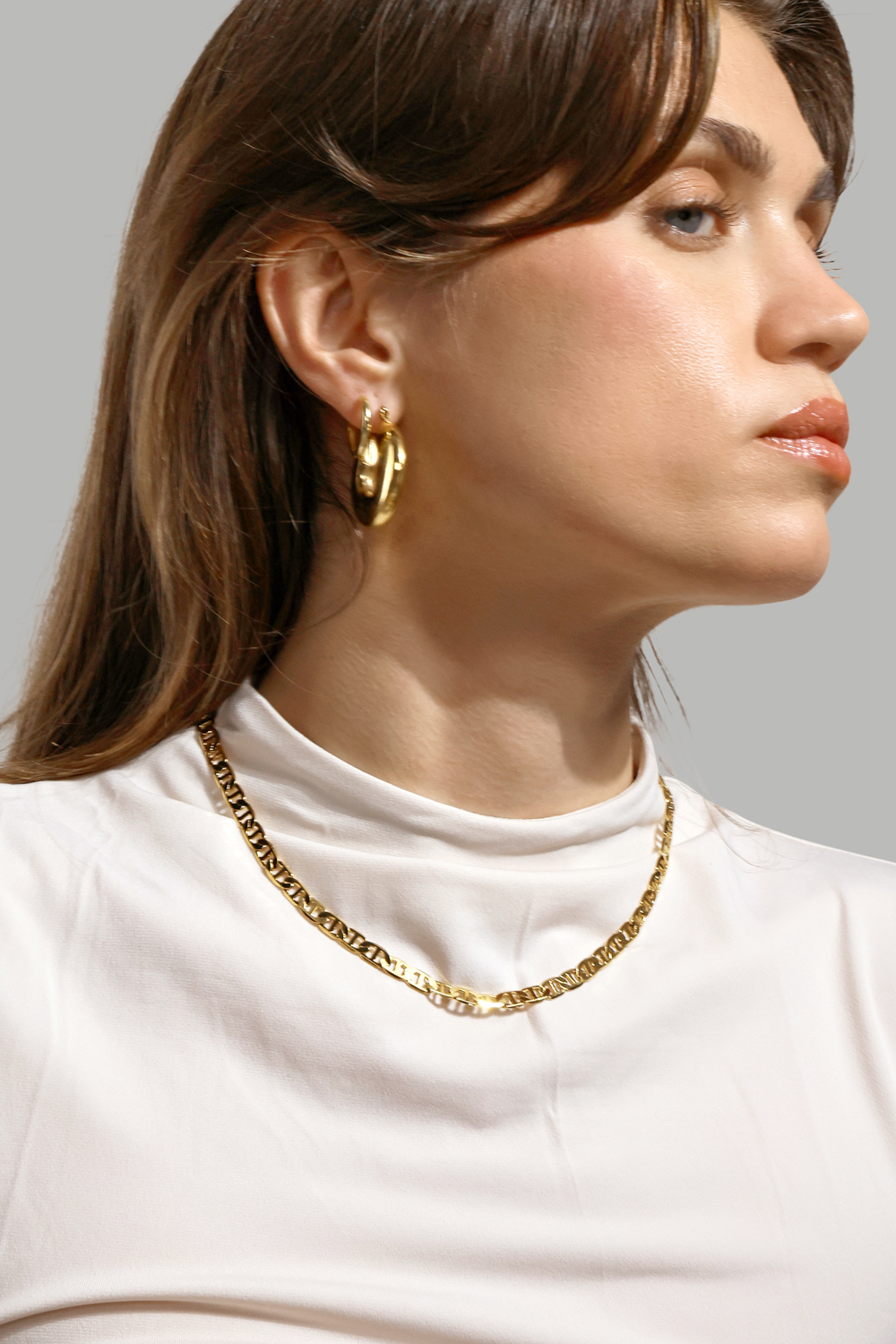 Oorbel Dark Shine Hoops - 18k Verguld