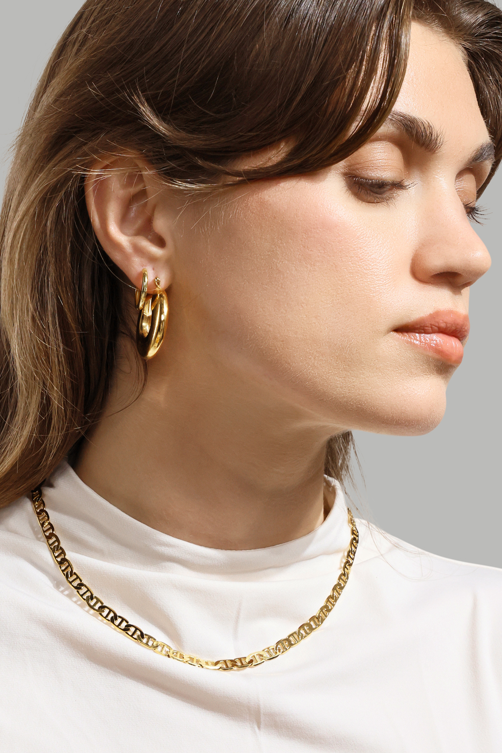 Oorbel Dark Shine Hoops - 18k Verguld