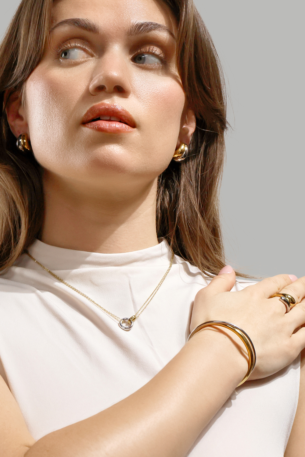 Oorbel Dual Wave - 18k Verguld