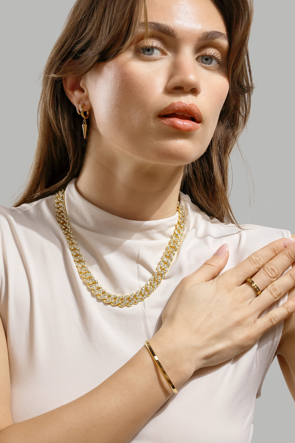 Ring Plain Link - 18k Verguld