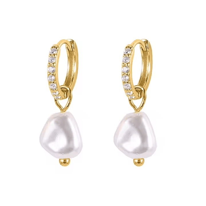Pearl Charm Oorbellen – 18k Verguld