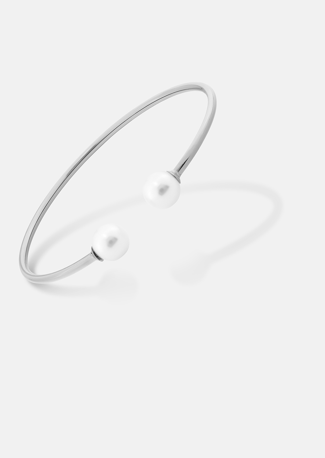 Pearl End Cuff Bracelet - Verzilverd