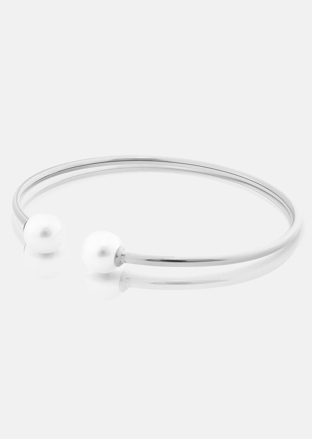 Pearl End Cuff Bracelet - Verzilverd