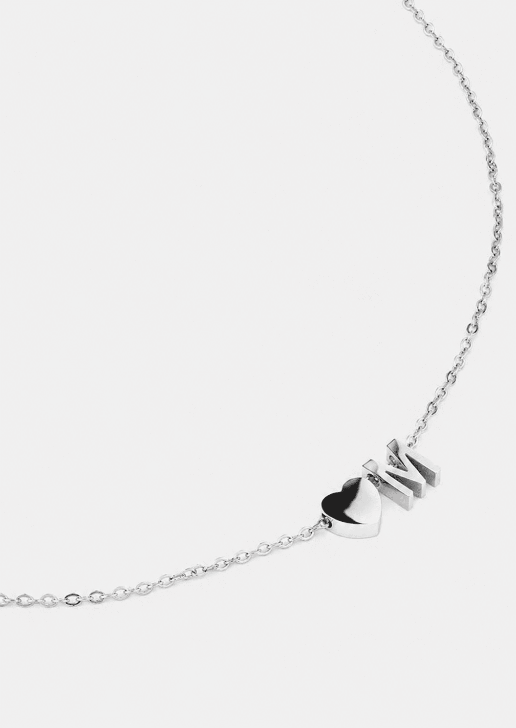 Ketting Heart Letter - Verzilverd