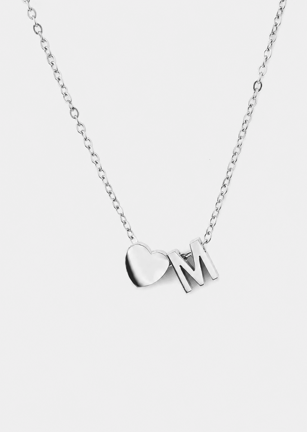 Ketting Heart Letter - Verzilverd