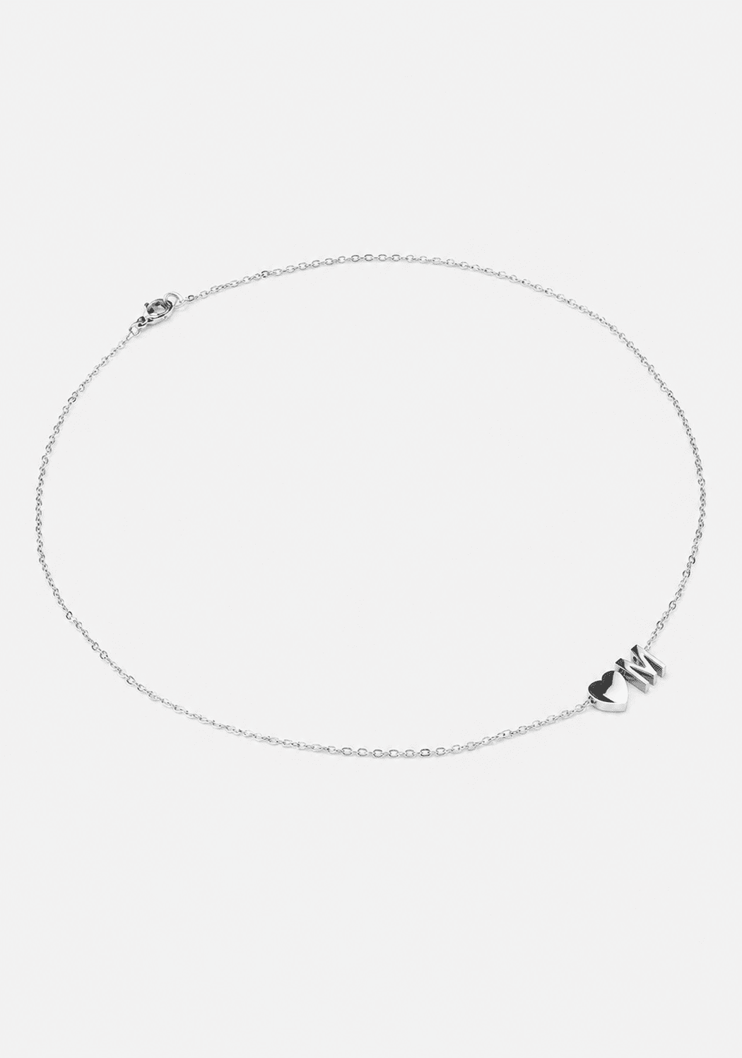 Ketting Heart Letter - Verzilverd