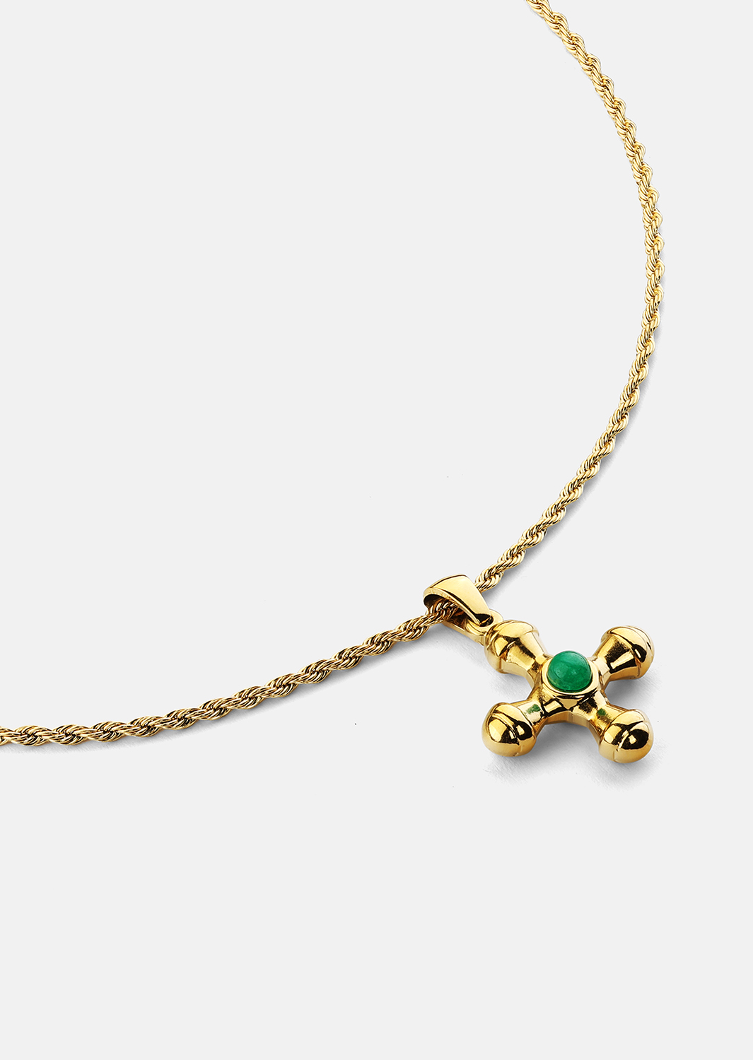 Emerald Cross Green Ketting – 18k Verguld