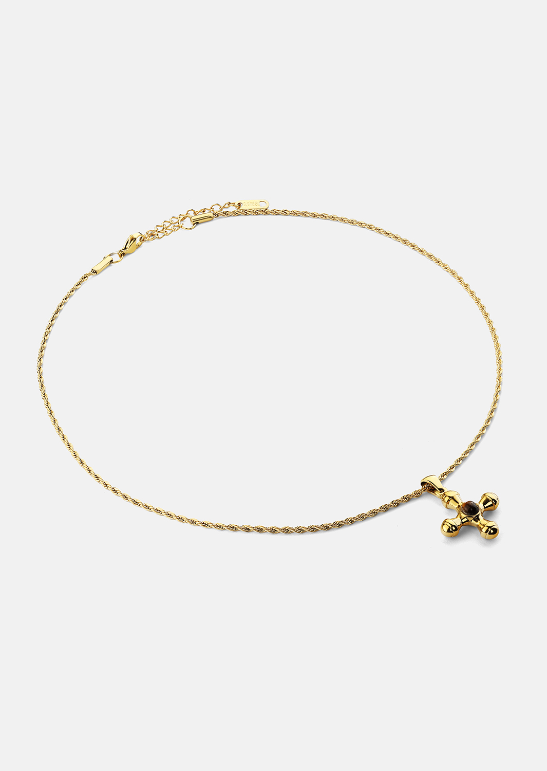 Emerald Cross Brown Ketting – 18k Verguld