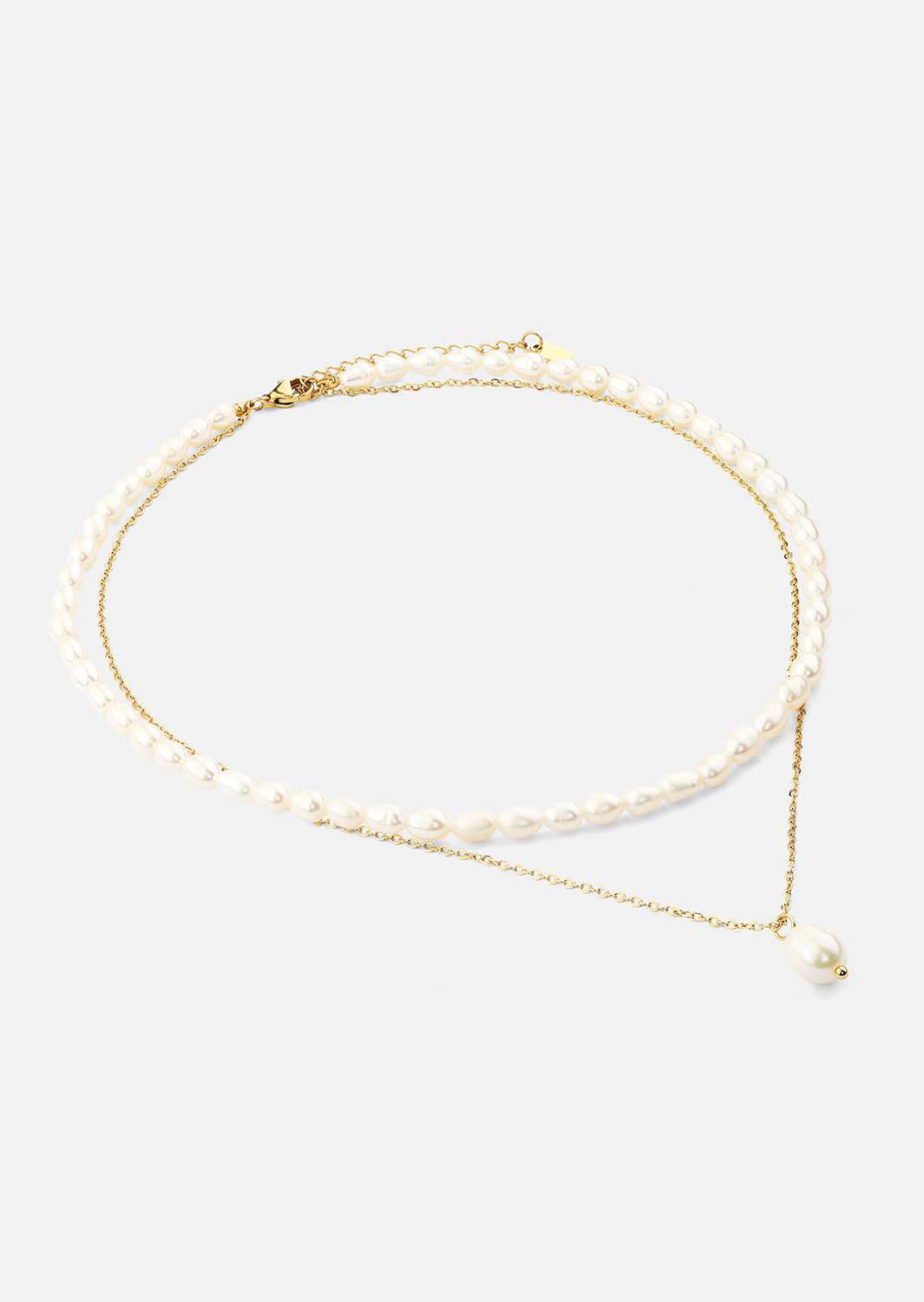 Kettin Duo Pearl & Gold - 18k Verguld
