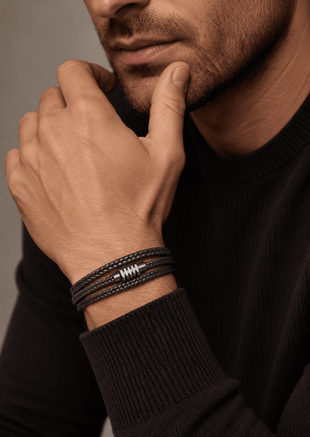 Leren armband Velor Crest